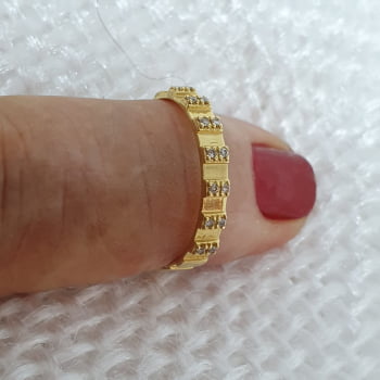 Anel Ouro Amarelo 18k com Diamantes