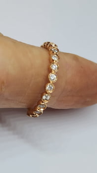 Meia Aliança Em Ouro Rosé 18k Com Diamantes