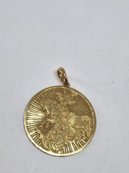 Medalha Pingente São Jorge Em Ouro Amarelo 18k
