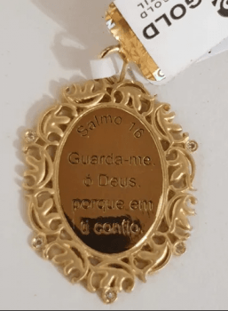 Medalha Pingente Salmo 16 Em Ouro 18k Com Diamantes