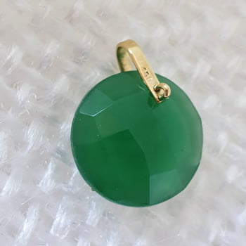 Pingente letra L em ouro 18k750 com jade natural