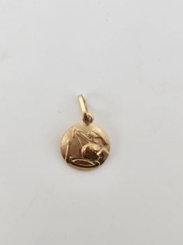 Pingente Medalha de Batismo Ouro 18K