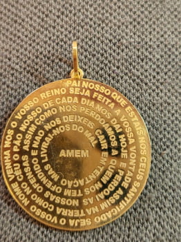 Pingente Medalha Ouro 18k750 Com Oração Pai Nosso