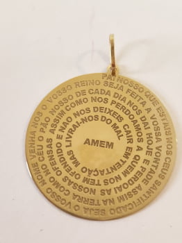 Pingente Medalha Ouro 18k750 Com Oração Pai Nosso