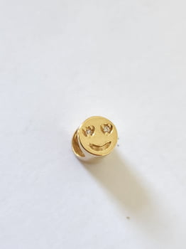 Separador Berloque Emoji Ouro 18K com Zircônias Dupla Face